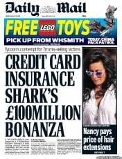 Daily Mail () Newspaper Front Page for 23 August 2013