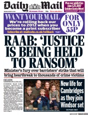Daily Mail () Newspaper Front Page for 23 August 2022