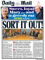 Daily Mail () Newspaper Front Page for 23 September 2016