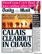 Daily Mail () Newspaper Front Page for 24 October 2016