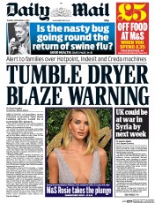 Daily Mail () Newspaper Front Page for 24 November 2015