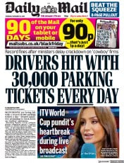 Daily Mail () Newspaper Front Page for 24 November 2022