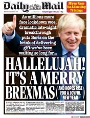 Daily Mail () Newspaper Front Page for 24 December 2020