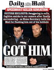Daily Mail () Newspaper Front Page for 24 January 2019