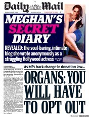 Daily Mail () Newspaper Front Page for 24 February 2018