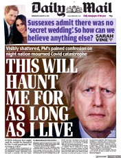 Daily Mail () Newspaper Front Page for 24 March 2021