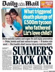 Daily Mail () Newspaper Front Page for 24 June 2020