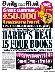 Daily Mail () Newspaper Front Page for 24 July 2021