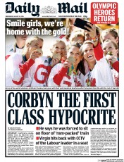 Daily Mail () Newspaper Front Page for 24 August 2016