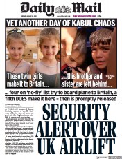 Daily Mail () Newspaper Front Page for 24 August 2021