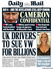 Daily Mail () Newspaper Front Page for 24 September 2015