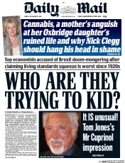 Daily Mail () Newspaper Front Page for 25 November 2016