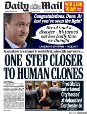 Daily Mail () Newspaper Front Page for 25 January 2018