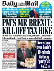Daily Mail () Newspaper Front Page for 25 January 2022