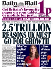Daily Mail () Newspaper Front Page for 25 January 2023