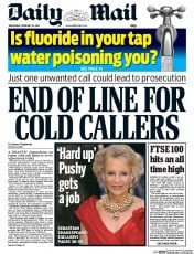 Daily Mail () Newspaper Front Page for 25 February 2015