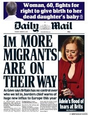 Daily Mail () Newspaper Front Page for 25 February 2016