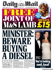 Daily Mail () Newspaper Front Page for 25 February 2017