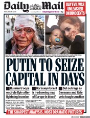 Daily Mail () Newspaper Front Page for 25 February 2022