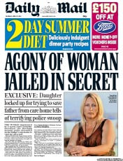 Daily Mail () Newspaper Front Page for 25 April 2013