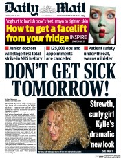 Daily Mail () Newspaper Front Page for 25 April 2016