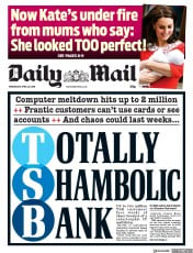 Daily Mail () Newspaper Front Page for 25 April 2018