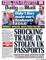 Daily Mail () Newspaper Front Page for 25 June 2018