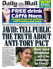 Daily Mail () Newspaper Front Page for 25 June 2022