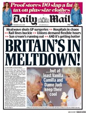 Daily Mail () Newspaper Front Page for 25 July 2018