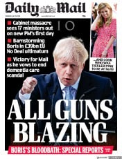 Daily Mail () Newspaper Front Page for 25 July 2019