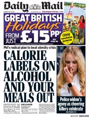 Daily Mail () Newspaper Front Page for 25 July 2020