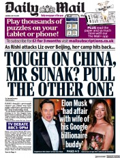 Daily Mail () Newspaper Front Page for 25 July 2022