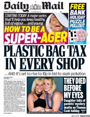 Daily Mail () Newspaper Front Page for 25 August 2018