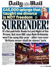 Daily Mail () Newspaper Front Page for 25 August 2020