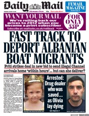 Daily Mail () Newspaper Front Page for 25 August 2022