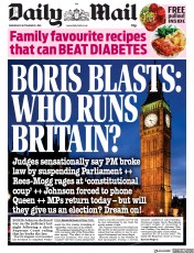 Daily Mail () Newspaper Front Page for 25 September 2019
