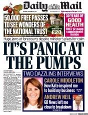 Daily Mail () Newspaper Front Page for 25 September 2021