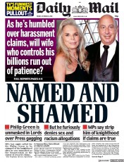 Daily Mail () Newspaper Front Page for 26 October 2018