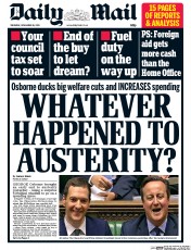 Daily Mail () Newspaper Front Page for 26 November 2015