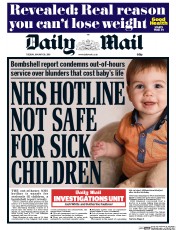 Daily Mail () Newspaper Front Page for 26 January 2016