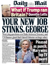 Daily Mail () Newspaper Front Page for 26 January 2017