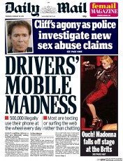 Daily Mail () Newspaper Front Page for 26 February 2015