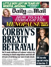 Daily Mail () Newspaper Front Page for 26 February 2018