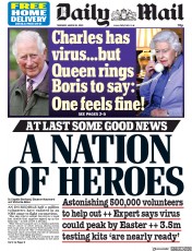 Daily Mail () Newspaper Front Page for 26 March 2020