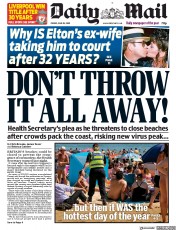 Daily Mail () Newspaper Front Page for 26 June 2020