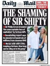 Daily Mail () Newspaper Front Page for 26 July 2016