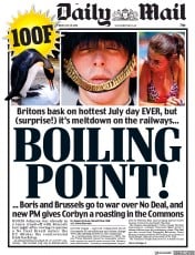 Daily Mail () Newspaper Front Page for 26 July 2019