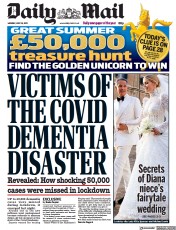 Daily Mail () Newspaper Front Page for 26 July 2021