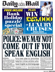 Daily Mail () Newspaper Front Page for 26 August 2017