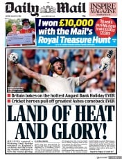 Daily Mail () Newspaper Front Page for 26 August 2019